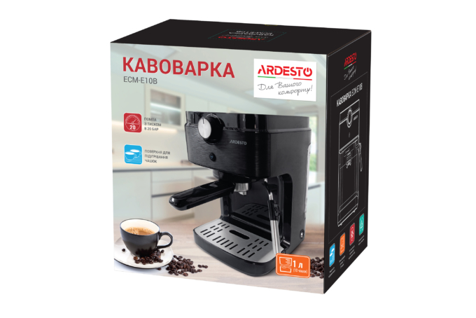 ARDESTO coffee maker carob 1l, ground, hand capuchino maker, black