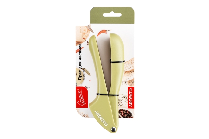 ARDESTO Gemini garlic press, yellow, stainless steel, plastic