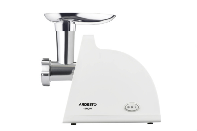 ARDESTO Meat grinder, 1700W, prod.-1.6kg/min, 2 cutting plates+for sausag.plates, plastik, white