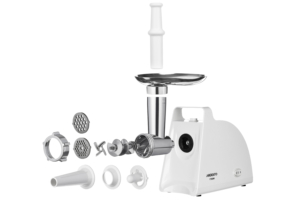 ARDESTO Meat grinder, 1700W, prod.-1.6kg/min, 2 cutting plates+for sausag.plates, plastik, white