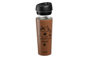 ARDESTO Travel mug Coffee time Cat 450 ml, s/s, mocha