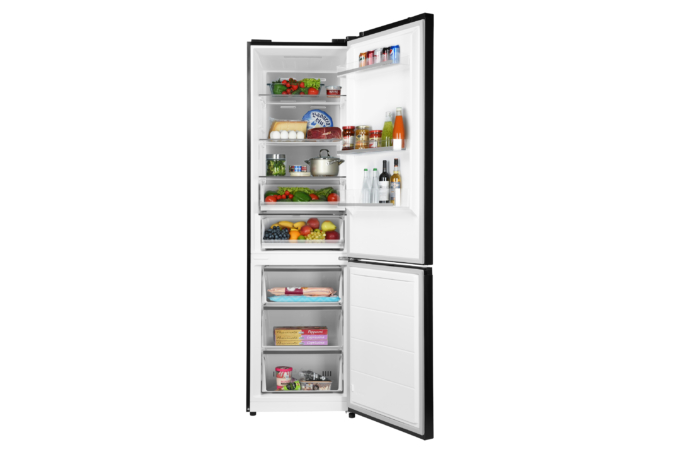 ARDESTO Ref with bottom freezer, 201.8×59.5×66, ref-256L, freez.-104L, 2doors, A++, NF, display ext, fresh zone, black