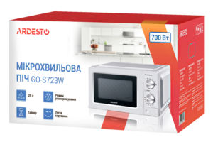 ARDESTO Microwave oven, 20L, mechanical control, 700W, button opening, white