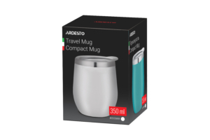 ARDESTO Travel mug Compact mug 350 ml, white, s/s