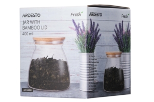 ARDESTO Jar Fresh Hourglass 400 ml, glass, bamboo