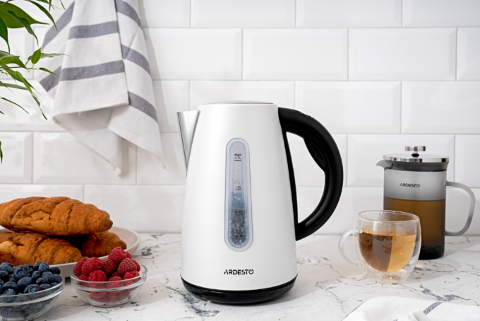 ARDESTO electric kettle, 1.7L, metal, Strix, white