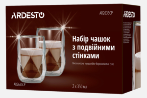 ARDESTO Double wall borosilicate glass mug set, 350 ml, 2 pcs