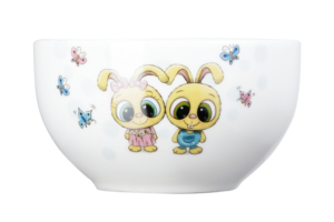 ARDESTO Set of children’s dishes Bunnies, 3pcs, new bone china