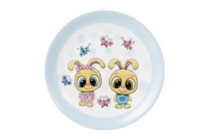 ARDESTO Set of children’s dishes Bunnies, 3pcs, new bone china