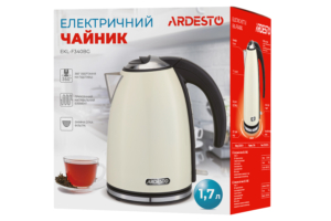 ARDESTO Электрочайник EKL-F340BG 1.7л/2200Вт/strix контроль/нерж. сталь/бежевый