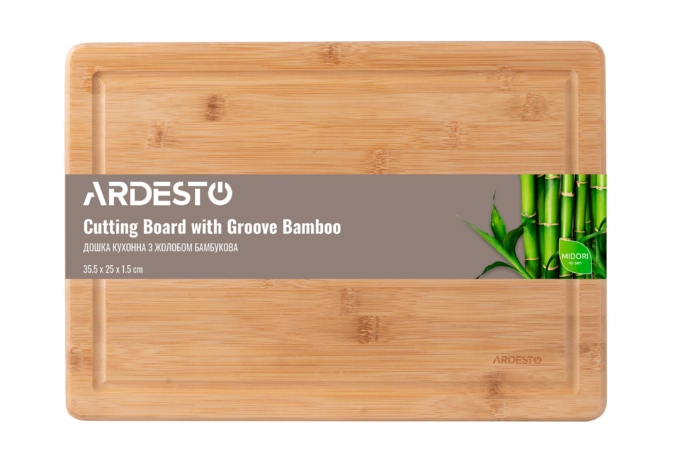 ARDESTO Cutting board Midori with groove, 35.5*25*1.5 cm, bamboo