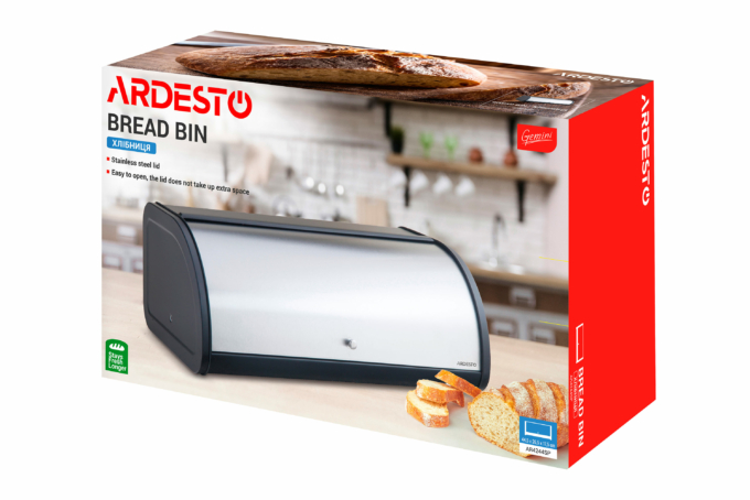 ARDESTO Bread bin Gemini 44.5*26.5*17.5 cm, metal/stainless steel