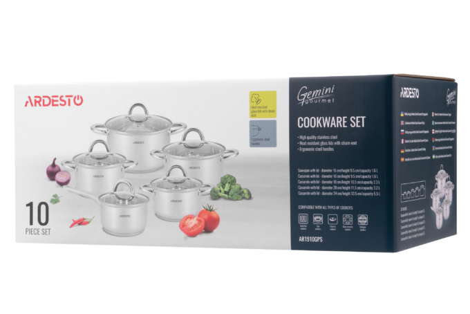 ARDESTO Cookware set Gemini Gourmet Andria, 10 pcs., stainless steel