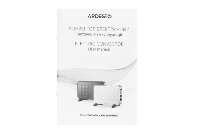 ARDESTO Конвектор, 20м2, 2000Вт, мех. упр-ння, відкритий нагрів. елемент, чорний