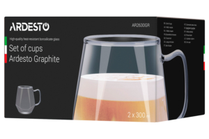 ARDESTO Set of cups Graphite, borosilicate glass, 300 ml, 2 pcs