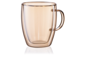 ARDESTO Double wall borosilicate glass mug set Golden Moon, 270 ml, 2 pcs, with handles