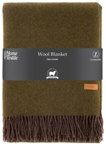 ARDESTO Blanket Leonardo Doubleface, 140x200cm, 100% wool, khaki-brown