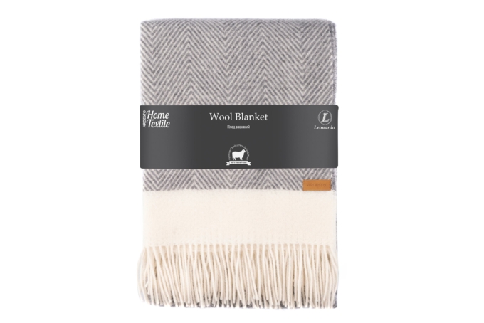 ARDESTO Blanket Leonardo Bianco, 140x200cm, 100% wool, grey