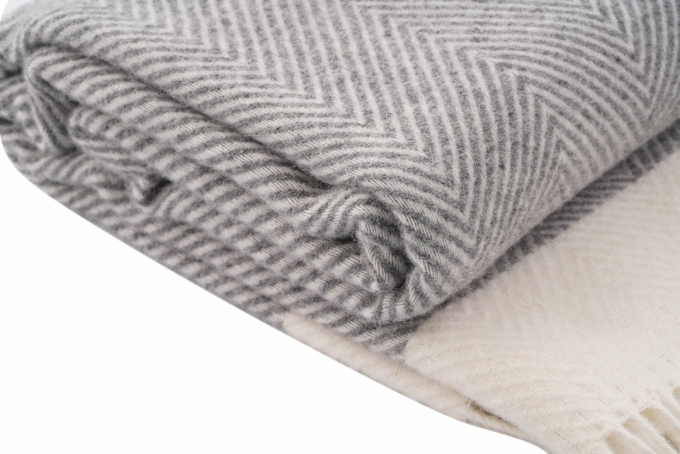 ARDESTO Blanket Leonardo Bianco, 140x200cm, 100% wool, grey