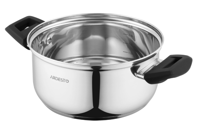 ARDESTO Casserole Gemini, glass lid, 2.9 l, stainless steel