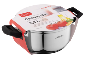 ARDESTO Casserole Gemini, glass lid, 2.9 l, stainless steel