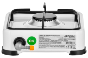 ARDESTO Gas Cooktop GTC-NS1011W, gas type LPG, 1 alum. burner, enamel body, painted grid, color: white