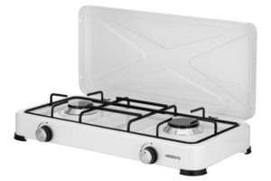 ARDESTO Gas Cooktop GTC-NS2012W, gas type LPG, 2 alum. burners, enamel body, painted grid, top lid, color: white