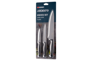 ARDESTO Gemini Gourmet Knives Set 3 pcs, black, stainless steel, plastic