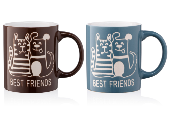 ARDESTO Mug Best friends, 330 ml, blue, ceramics