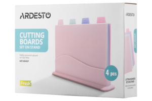 ARDESTO Cutting board set with stand Fresh, 4 pcs, 33,5х23,5х6.8cm, plastic