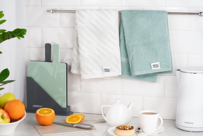 ARDESTO Kitchen towel set SuperSoft, terry, aqua, 2x40x60cm, 100% cotton