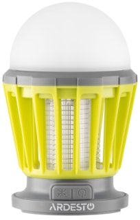 ARDESTO mosquito killer lantern, 5W, 20 hours oper. time, 6000-6500K, solar powered, battery cap. 1200 mAh., USB-C/USB-A,gray-green