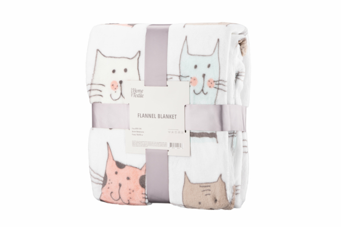 ARDESTO Flannel blanket, 160×200 cm, kitties, 100% polyester