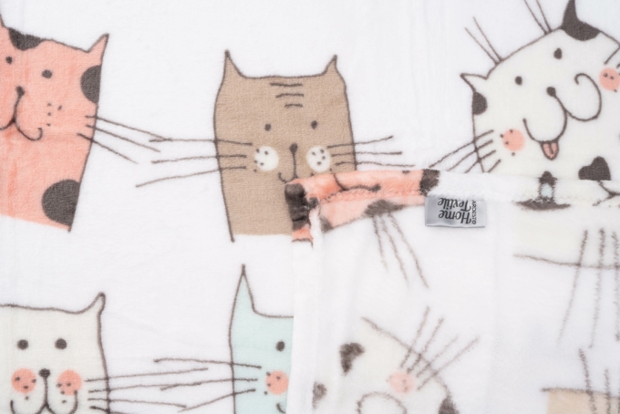 ARDESTO Flannel blanket, 160×200 cm, kitties, 100% polyester