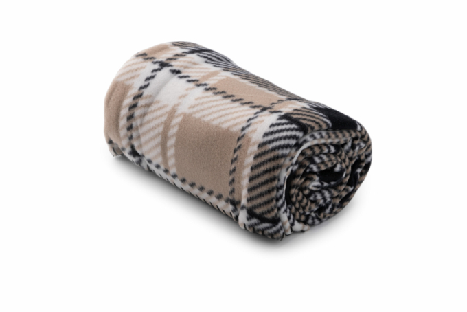 ARDESTO Fleece blanket, 130×160 cm, brown plaid, 100% polyester