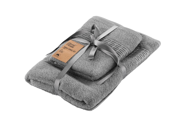 ARDESTO Terry towel set Lotus 2 pcs., 50х90cm, 70х140cm, 100% cotton, grey