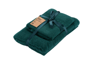 ARDESTO Terry towel set Lotus 2 pcs., 50х90cm, 70х140cm, 100% cotton, emerald