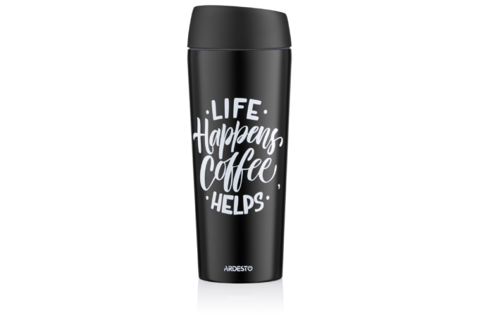 ARDESTO Travel mug Coffee Time 450 ml, s/s, black