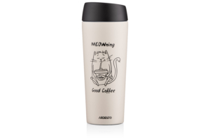 ARDESTO Travel mug Coffee Time Meowning 450 ml, s/s, beige