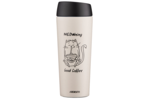 ARDESTO Travel mug Coffee Time Meowning 450 ml, s/s, beige