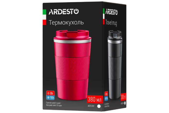 ARDESTO Travel mug Urban 380 ml, s/s, viva magenta