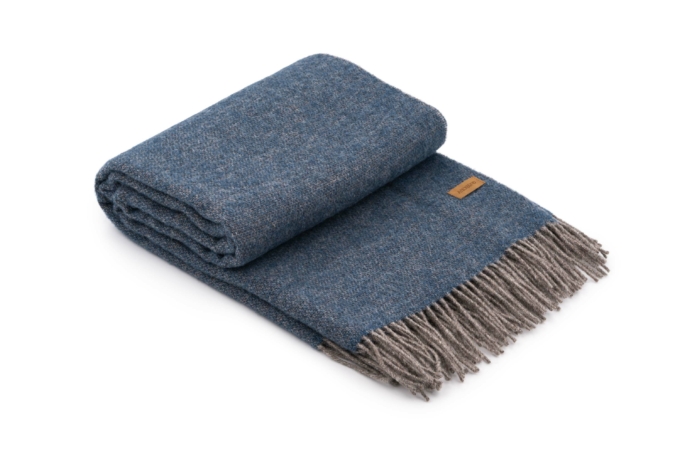 ARDESTO Blanket Leonardo Doubleface, 140x200cm, 100% wool, taupe-blue