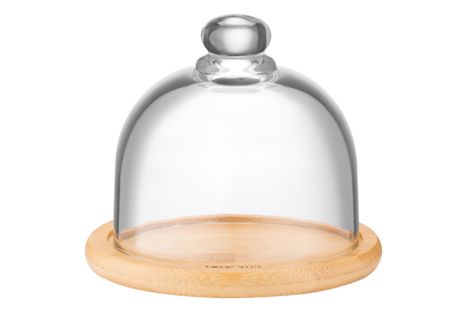 ARDESTO Bamboo dish with a glass lid, 12 cm, glass