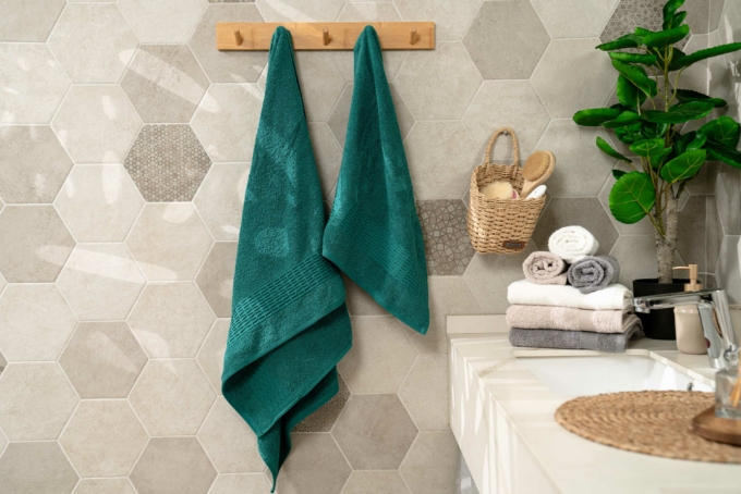 ARDESTO Terry towel set Lotus 2 pcs., 50х90cm, 70х140cm, 100% cotton, emerald