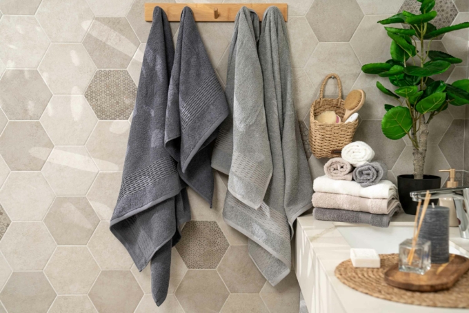 ARDESTO Terry towel set Lotus 2 pcs., 50х90cm, 70х140cm, 100% cotton, grey