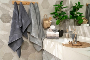 ARDESTO Terry towel set Lotus 2 pcs., 50х90cm, 70х140cm, 100% cotton, grey