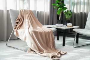 ARDESTO Flannel blanket, 200x220cm, beige, 100% polyester