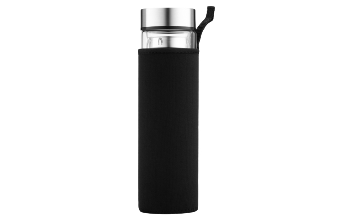 ARDESTO Glass thermos with double walls, 450 ml, borosilicate glass, stainless steel