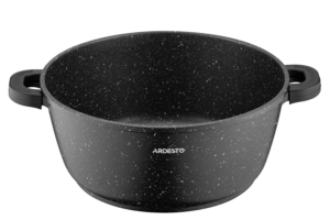 ARDESTO Casserole Gemini Anzio, glass lid, 28 cm, black marble, aluminum