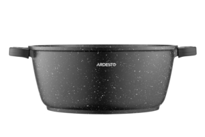 ARDESTO Casserole Gemini Anzio, glass lid, 28 cm, black marble, aluminum